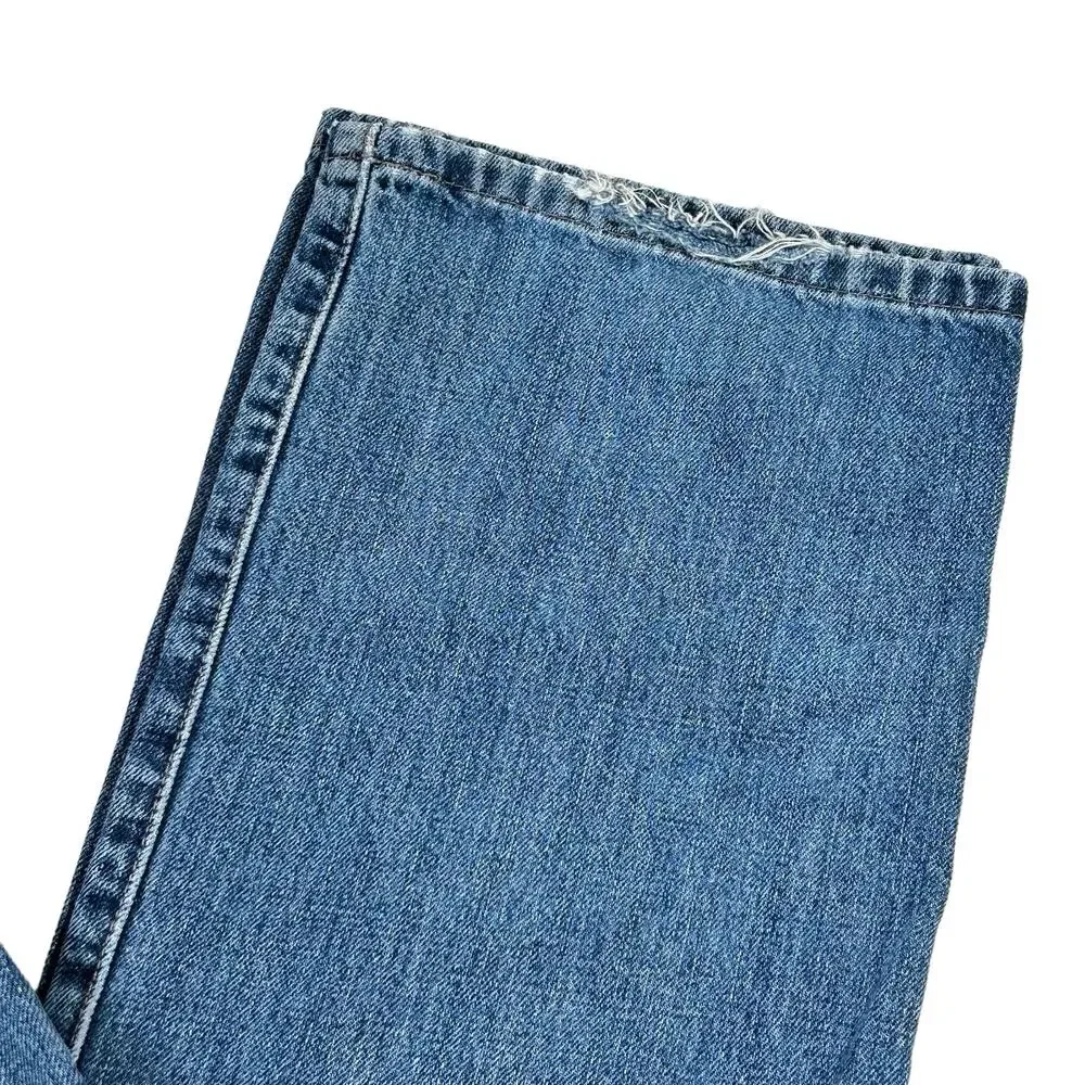 Eddie Bauer Men Jeans Size 33x32 Straight Blue Distressed Hems Classic Denim